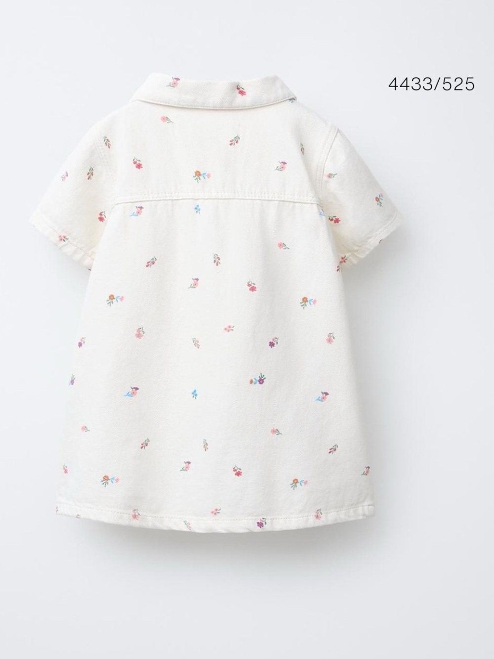 Zara Girls' White Floral Twill Button-Front Shirt Dress Size 4Y